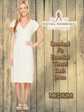 Royal Robbins Essential Tencel Dash Dress Cream Tan Yellow Size Medium